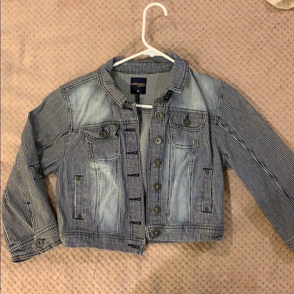 Striped Crop Jean Jacket